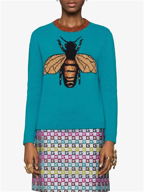 gucci sweater green bee|Gucci sweater on blackish.